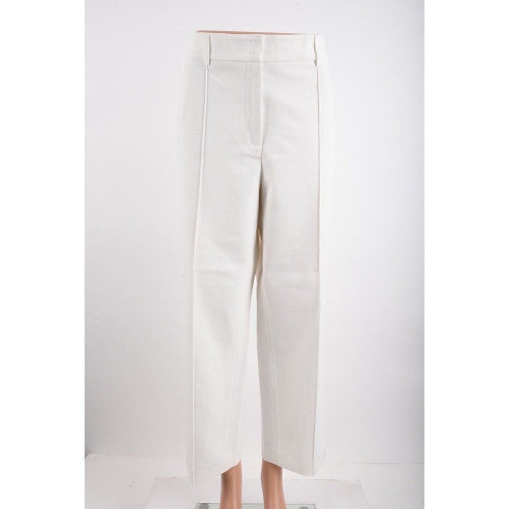 Akris Punto Womens Ferry Pants Trousers Cream Red Side Stripe EU 46 US 14 NWT